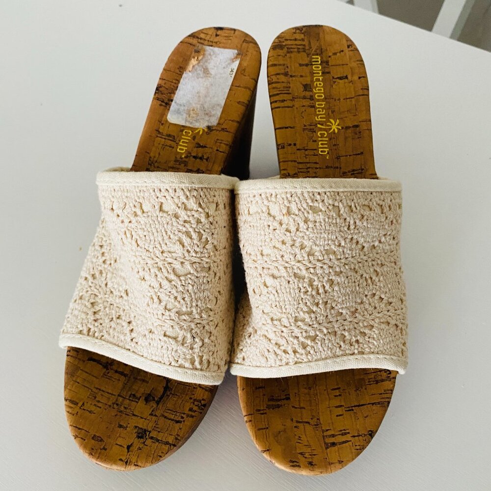 Montego Bay Club Crochet Cork Wedge Sandal